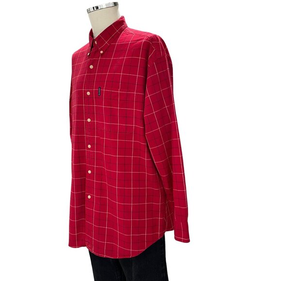 Chaps Ralph Lauren Red Long Sleeve Button Front Shirt Mens L Preppy Ivy Vintage - Picture 5 of 7